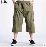 Quần short cotton nam mùa hè Người cha trung niên nạp phân bón XL eo cao nhiều túi quần cắt cạp quần lót nam thun lạnh