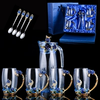 Châu Âu men màu cốc hoa trà cốc nước ép ly thủy tinh chịu nhiệt thủy tinh sáng tạo quà tặng đám cưới hộp quà tặng - Tách bình giữ nhiệt thủy tinh