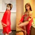 Tạp dề lớn màu đỏ vải tuyn trang phục đồ ngủ nữ tòa án gợi cảm rỗng Hanfu nhà dịch vụ phụ nữ quần áo nóng và cay