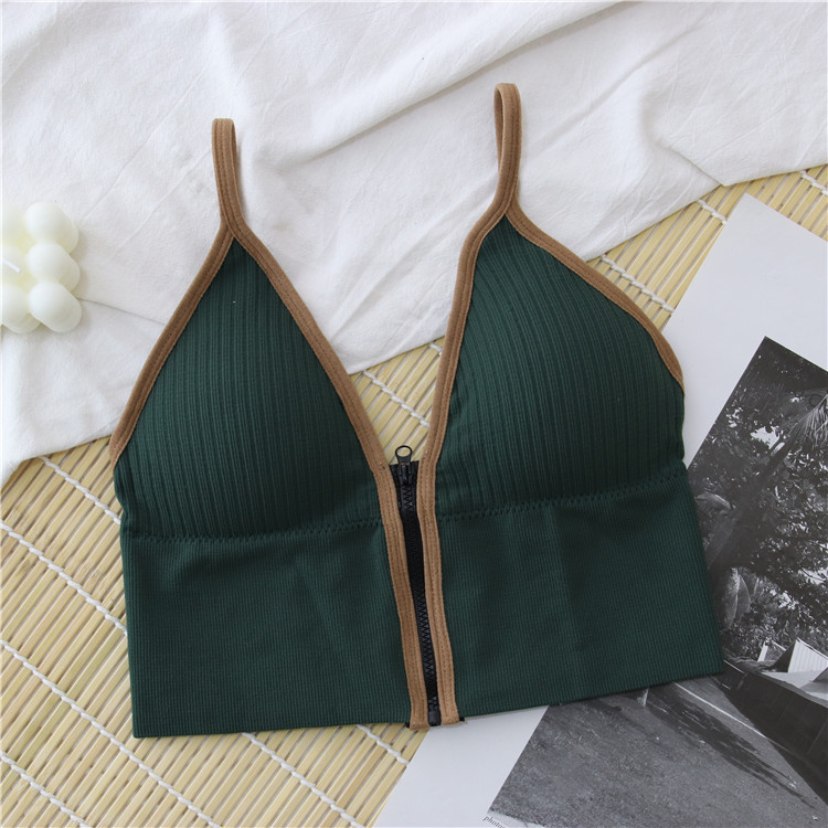 GreenInternet celebrity Same zipper Wireless  Small chest Gather together Underwear female 2021 spring Beautiful back With chest pad Versatile Bras tide