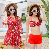 Bộ bikini ba mảnh bằng thép mảnh áo tắm nữ ngực nhỏ thu thập phiên bản Hàn Quốc của chiếc áo cánh nhỏ bơi biển ao boi nu