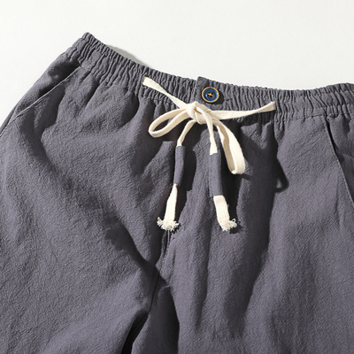 Người đàn ông của mùa hè linen chín quần của nam giới quần quần âu nam phần mỏng lỏng 9 điểm 8 tám điểm cotton và linen nam quần thủy triều quần nam ống rộng Crop Jeans