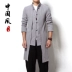 Bộ đồ Trung Quốc Tang Hanfu Kiểu Trung Quốc nam retro sọc lanh áo khoác mùa xuân và mùa thu quốc phục áo trẻ trung Trang phục dân tộc