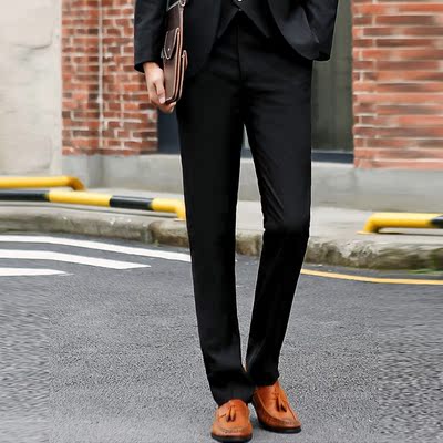 男士西裤春季修身型商务休闲宽松中青年职业黑色夏西服正装长裤子