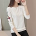 Áo len nữ xuân hè 2019 nữ mới phiên bản Hàn Quốc cổ tròn cổ áo len dài tay áo len nữ thêu - Đan Cardigan ao khoac len Đan Cardigan