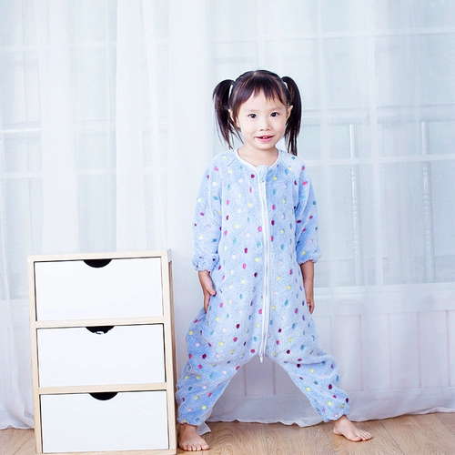 Детский демисезонный спальный мешок, фланелевый коралловый комбинезон, детская пижама, увеличенная толщина