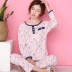 Nhật bản đơn giản dịch vụ nhà nữ mùa xuân và mùa thu dài tay cotton lỏng đồ ngủ XL có thể được đeo bên ngoài chất béo MM mỏng phù hợp với