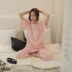 Bộ đồ ngủ mùa hè phù hợp với phụ nữ Hàn Quốc phiên bản của lỏng có thể được đeo bên ngoài mùa xuân và mùa thu phần mỏng trong tay áo bảy quần dịch vụ nhà hai mảnh Bên ngoài ăn mặc
