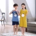 Hàn Quốc phiên bản của cha mẹ và con đồ ngủ mùa hè mẹ và con nữ gia đình ngủ mặc mùa hè gia đình ba nhà quần áo bé trai ngắn tay áo phù hợp với Cha mẹ và con