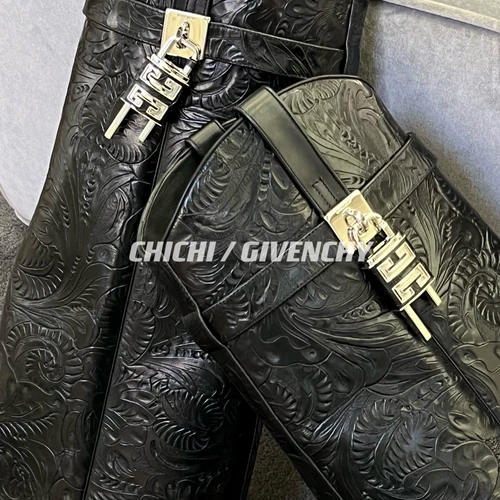 Chi | Givenchy/Givenchy's Новые дамы длинных ботинок скульптировать женские ботинки Серебряный замок