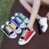 Giày lười nửa dép nữ bằng vải 2018 hè mới phiên bản Hàn Quốc phù hợp với màu hoang dã mà không cần một đôi giày nhỏ màu trắng dép đế xuồng Dép