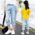5 cô gái lỗ quần jean 6 thủy triều 7 Hàn Quốc phiên bản 2018 quần mùa hè mới 4 trẻ em lớn 15 tuổi trẻ em 乞丐 khí nước ngoài 9 bexinhshop shop Quần jean
