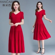 Quần áo Zhuoerman phong cách Wang Hao Han Caixi 2019 hè mới sản phẩm dài đỏ đỏ da đã mỏng qua đầu gối - Quần áo ngoài trời