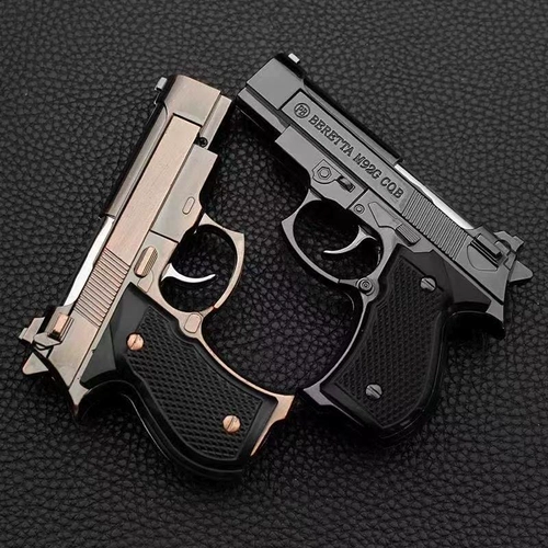 Креативная забавная зажигалка, красная ветрозащитная модель пистолета, можно запускать, масштаб 1:2