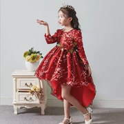 Đầm trẻ em váy trong váy trẻ em lớn catwalk chủ nhà cô gái hoa biểu diễn váy piano phong cách mới