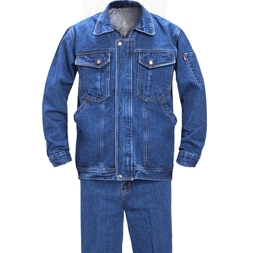 Джинсовый демисезонный хлопковый комбинезон подходит для мужчин и женщин, увеличенная толщина, защита от ожогов