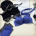 Hải quân Gió Bikini Bra Halter Sexy Chữ Thập Mở Lại Liền Mạch Vú Nhỏ Áo Tắm Đặt Đồ Lót