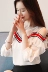 Mùa hè 2018 phiên bản Hàn Quốc mới của áo sơ mi voan lệch vai nữ tay lửng sơ mi tay lửng ngắn tay cá tính. áo sơ mi ngắn tay nữ Áo sơ mi chiffon ren