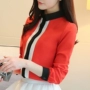 Áo voan nữ tay dài 2018 mùa thu mới cho nữ dài tay chạm đáy áo Han Fan khí chất áo sọc sơ mi nữ họa tiết dài tay