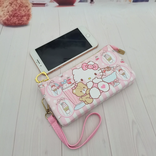 Hello kitty, мультяшная универсальная портативная сумка для паспорта, барсетка, мобильный телефон, бумажник, картхолдер