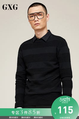 GXG menswear mùa thu đen xu hướng thời trang áo len cổ tròn # 173120625 - Hàng dệt kim