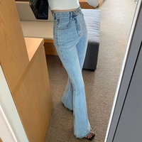 Южнокорейский летний товар, приталенные джинсы, штаны, мегафон, 2021 года, высокая талия, свободный крой