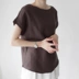 Ifu Hàn Quốc mua áo sơ mi nữ mùa hè mới nữ khí chất cổ tròn màu rắn tay ngắn bằng vải lanh nhẹ - Áo sơ mi Áo sơ mi