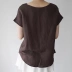 Ifu Hàn Quốc mua áo sơ mi nữ mùa hè mới nữ khí chất cổ tròn màu rắn tay ngắn bằng vải lanh nhẹ - Áo sơ mi