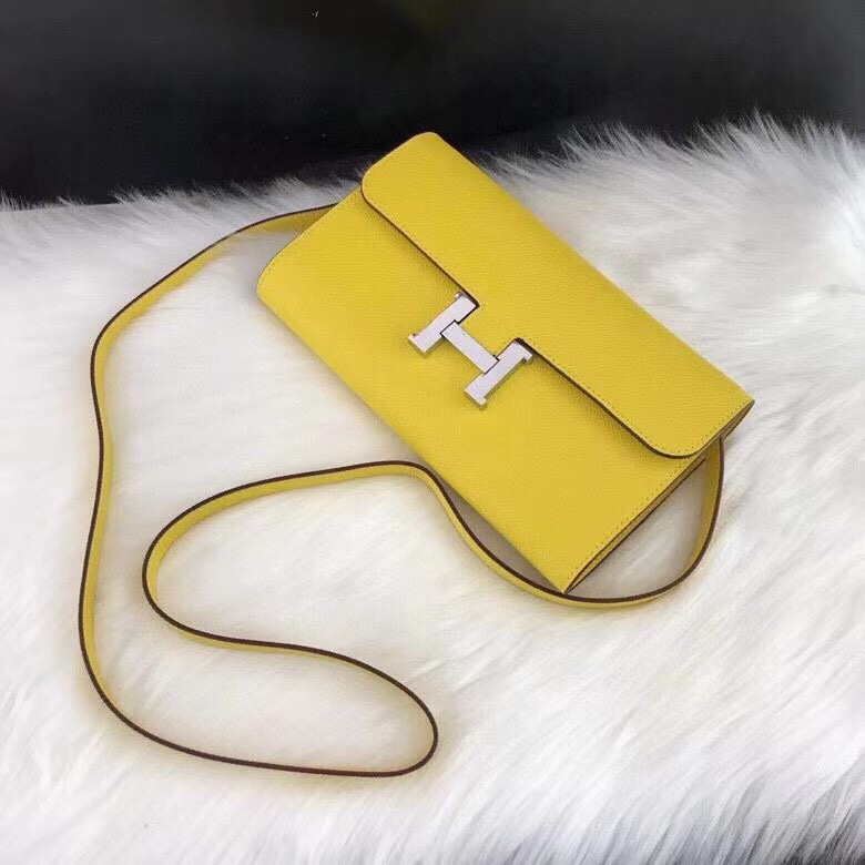 H-button Wallet & Yellow [With Gift Box]2021 new pattern Palmar pattern H button ma'am wallet female have more cash than can be accounted for woc One shoulder Messenger Mobile phone bag Kelly clutch bag tide