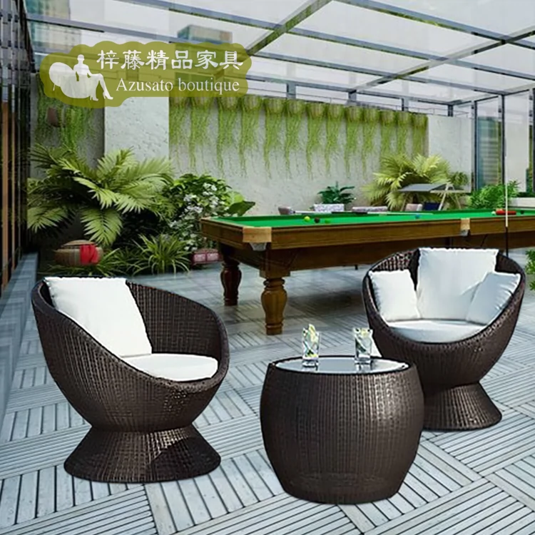 Ba hoặc năm bộ ghế mây Bàn ghế ngoài trời kết hợp bàn ghế ăn uống bằng mây Ban công sân vườn Bàn ghế mây thư giãn - Bàn ghế ngoài trời / sân