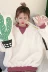 Áo len pp nhà nữ đầu mùa thu mới phiên bản Hàn Quốc của màu tương phản lỏng dài tay dày làm giả áo khoác da cừu Áo len