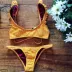 Châu Âu và Hoa Kỳ Vụ nổ Bikini AliExpress sọc vàng dây đeo đồ bơi nữ cảm giác bãi biển áo tắm bikini lá sen đồ bơi 2 mảnh dạng váy Bikinis