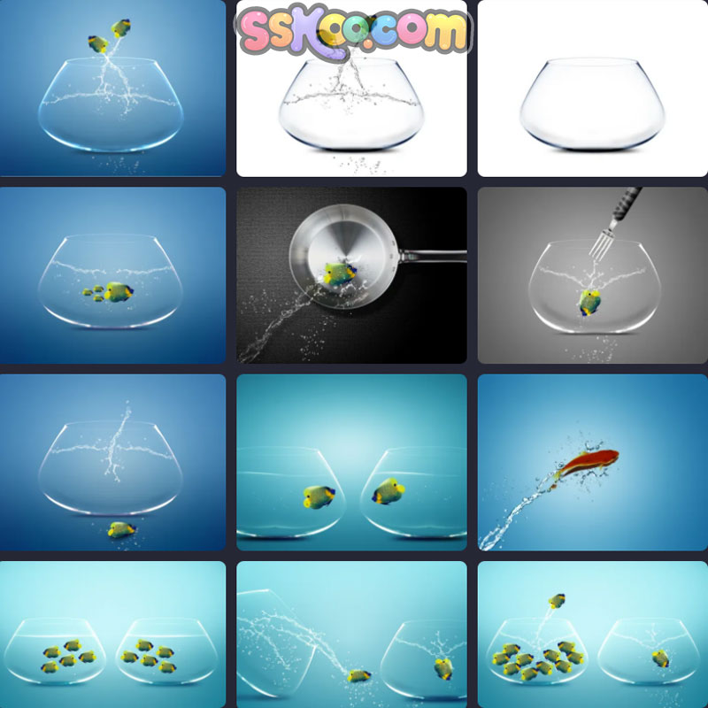 鱼水之欢创意鱼缸高清JPG摄影照片4K壁纸背景图片插图设计素材