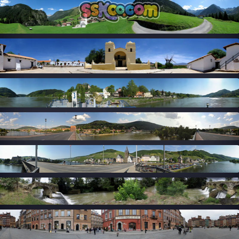 四季风景城市全景插图照片风景壁纸高清4K摄影图片设计背景素材