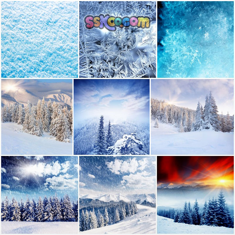冬季雪景雪山风景高清JPG摄影照片4K壁纸背景图片插图设计素材