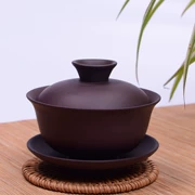 Yi Ore Mine Purple Sand Bowl Bộ trà Kung Fu Bộ trà Ba bát Ba ly Jing Tea Cup Bộ ấm trà lớn