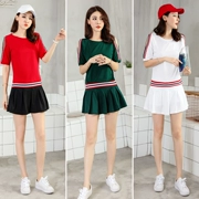 Xuân-hè thể thao váy cotton ngắn váy ngắn tay quây áo thun phiên bản Hàn Quốc của nữ sinh viên thon thả