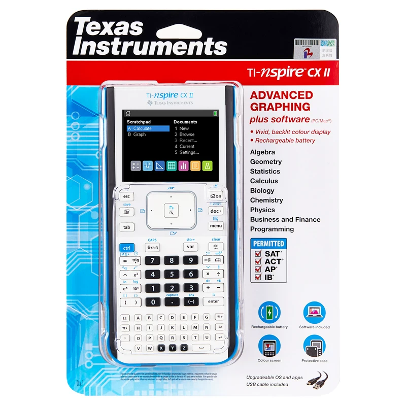 Калькулятор графический цветной TI-Nspire CX II CAS для SAT IB AP экзаменов