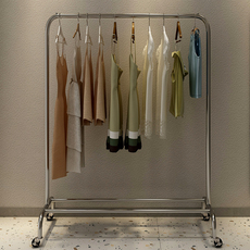 Витрины для одежды 女装店挂衣杆服装货架展示架衣服架落地不锈钢挂衣架商用移动衣i.