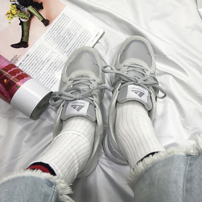 ins超火的鞋原宿鞋ulzzang运动鞋女反光小白鞋港风学生跑步鞋冬季