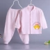 3-6-12 tháng bé đứng cổ áo cotton set đồ mùa thu đông cho bé