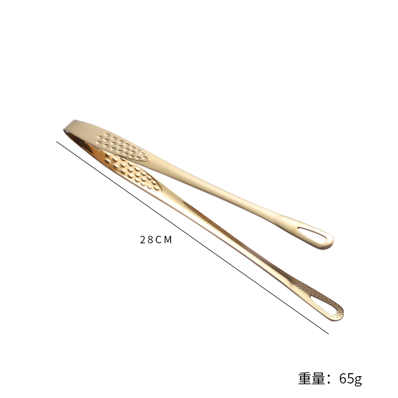 28Cm Barbecue Clip (Gold)Korean style Barbecue clip 304 stainless steel Clip Barbecue clip kitchen lengthen Food clip Restaurant special-purpose Steak clip