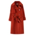 Phiên bản Hàn Quốc của áo len mỏng màu đỏ len áo khoác quân phục eo gió dài đoạn lỏng lẻo áo khoác nữ mẫu áo da nữ đẹp 2020 Accentuated eo áo