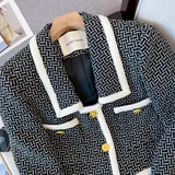 Плетеная короткая демисезонная куртка, пиджак классического кроя, оверсайз, французский стиль