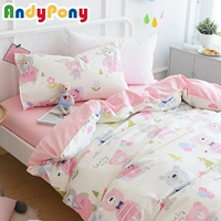 Sinh viên ba mảnh ký túc xá giường đơn phim hoạt hình phòng ngủ 0.9 m cotton trẻ em bộ đồ giường cô gái quilt cover 1.2 m sheets 	ga giường đẹp cho bé