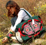 Этнический шоппер, сумка для путешествий, этнический стиль, с вышивкой, подарок на день рождения, в корейском стиле