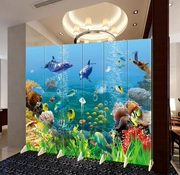 3D Dolphin Stereo Marine Aquarium Nhà hàng Trang trí hiên nhà Màn hình phân vùng vải di động - Màn hình / Cửa sổ