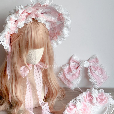 taobao agent [MAID] Original hand -made Christmas G shallow powder flower grace Pontet lace bow BNT KC sleeves