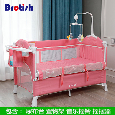 Pink LuxuryBaby bed portability Splicing Big bed multi-function portable Foldable Playbed baby table bb Cradle
