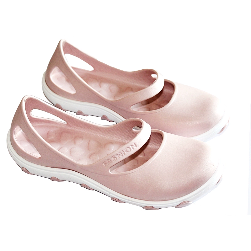 Giày lỗ y tá cho nữ đế mềm chống trượt Giày đi biển Bao Đầu mùa hè bằng phẳng bên ngoài mang dép và dép đế dày mới thời trang 